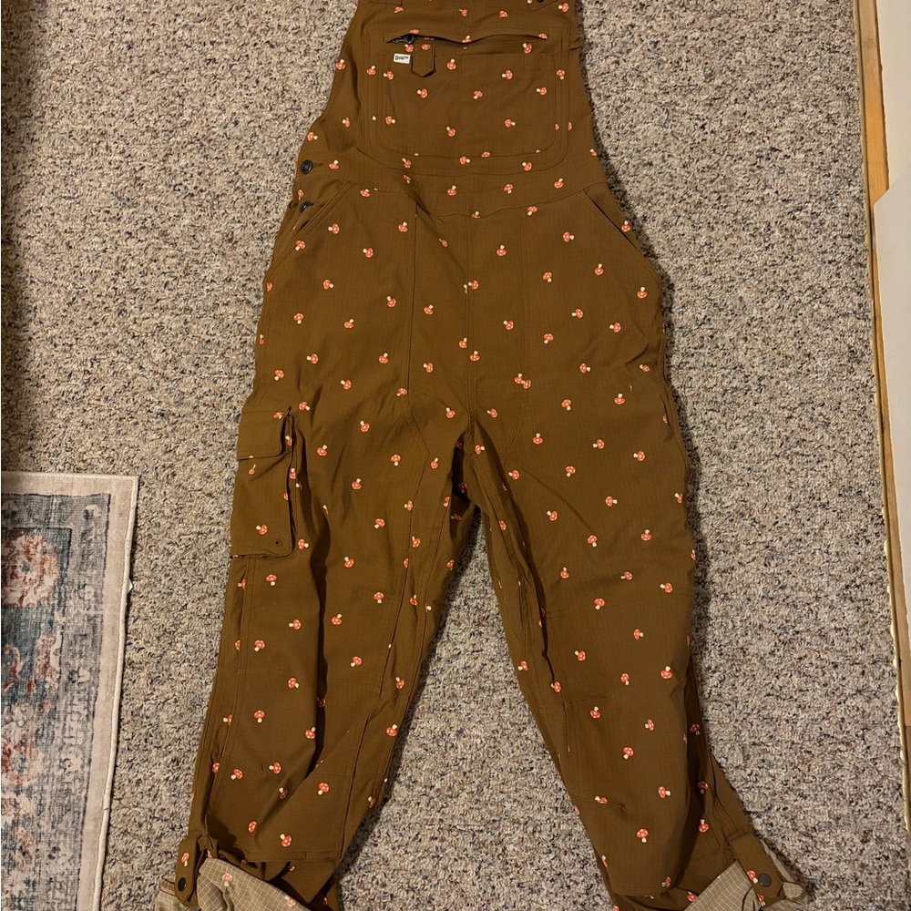 Duluth Trading Co Brown Jumpsuit with Floral Accents